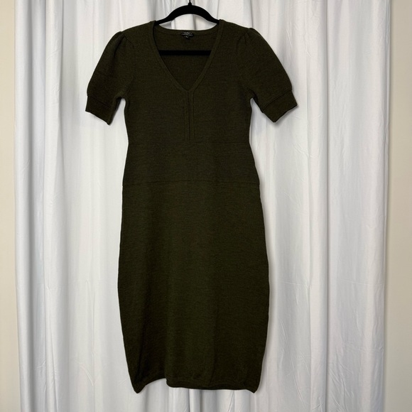Talbots Merino Wool Blend Sweater Dress Olive Green Size Small - Picture 4 of 14